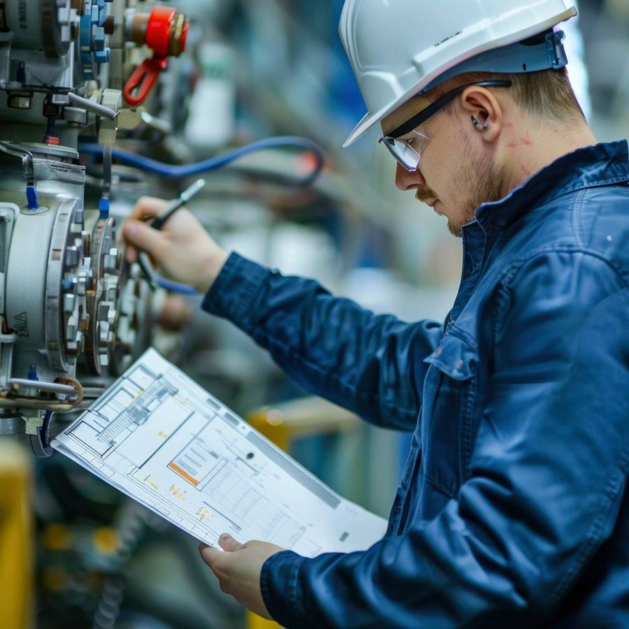 engenheiro-eletrico-com-projetos-em-mao-executando-gerenciamento-de-engenharia-com-precisao